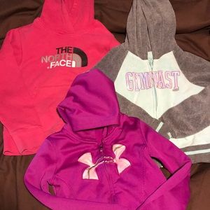 Lot of 3, Under Armour, Justice, North Face SZ 6